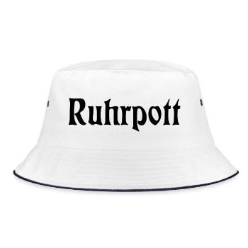 Ruhrpott - Pott - Bergbau - Kumpel - Ruhr - Shirt - Bucket Hat - Weiß/Navy - Vorne