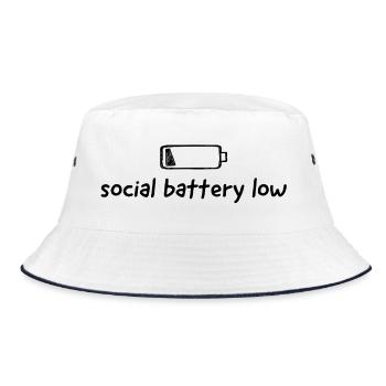 social battery low - Bucket Hat - Weiß/Navy - Vorne