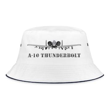 A-10 Thunderbolt Fighter Aircraft Design - Bucket Hat - white/navy - Front