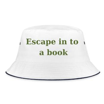 Entfliehen Sie in ein Buch - Olivgrün - Bucket Hat - Weiß/Navy - Vorne