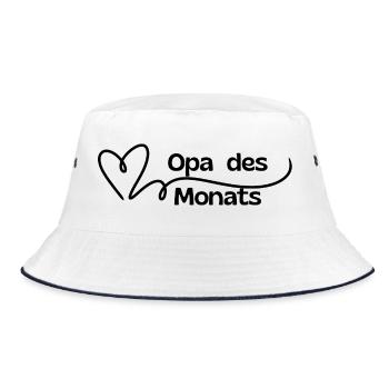 Opa des Monats Herz - Bucket Hat - Weiß/Navy - Vorne