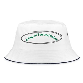 Tee und Entspannung Vintage Design - Bucket Hat - Weiß/Navy - Vorne