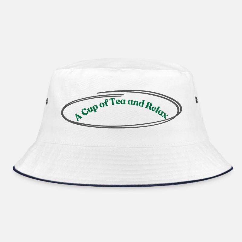 Tee und Entspannung Vintage Design - Bucket Hat - Weiß/Navy