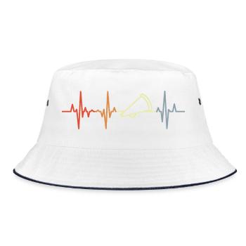 Vintage Megaphon Herzschlag - Bucket Hat - Weiß/Navy - Vorne