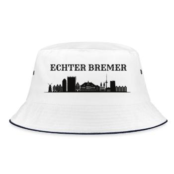 Echter Bremer Skyline Silhouette - Bucket Hat - Weiß/Navy - Vorne