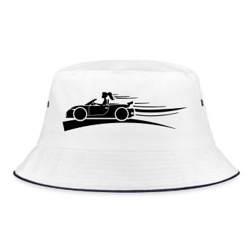 Car Woman Gas Sports Car - Bucket Hat - white/navy - Front