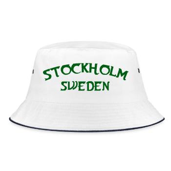 Stockholm Green Retro Text - Bucket Hat - white/navy - Front