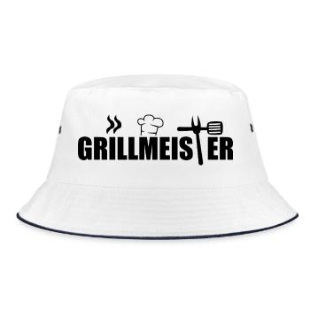 Grillmeister BBQ Chef Icon Motiv Graphic - Bucket Hat - Weiß/Navy - Vorne