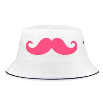 Pinker Schnurrbart Hipster Humor Trendy Design - Bucket Hat - Weiß/Navy - Vorne