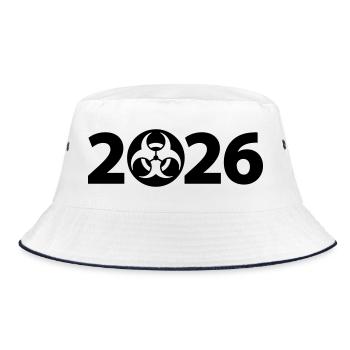 Biohazard 2026, Danger 2026, Spam 2026 - Bucket Hat - white/navy - Front