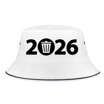 Trash 2026, Abfall 2026, Dreck 2026 - Bucket Hat - Weiß/Navy - Vorne