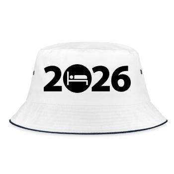 Sleep 2026, sleep in 2026 - Bucket Hat - white/navy - Front