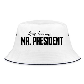 Guten Morgen Mr. President Witzige Geschenke Mann - Bucket Hat - Weiß/Navy - Vorne