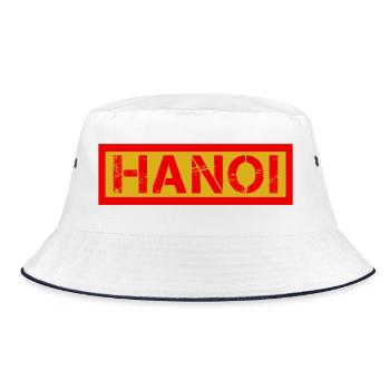 I-HANOI weathered logo - Bucket Hat - white/navy - Front