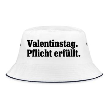 Valentine's Day duty fulfilled – Anti Valentine's Day - Bucket Hat - white/navy - Front