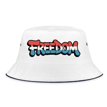 Freedom Typography Statement Design - Bucket Hat - white/navy - Front