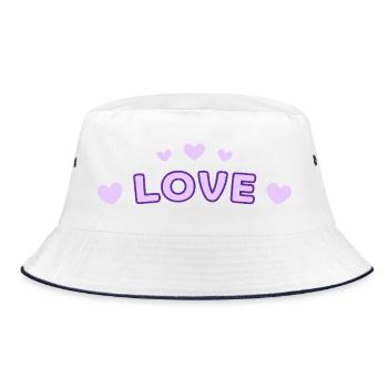 Liebe Purple Heart Tippfehler - Bucket Hat - Weiß/Navy - Vorne