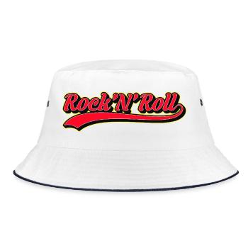 Rock 'N' Roll Retro Script Logo - Bucket Hat - Weiß/Navy - Vorne