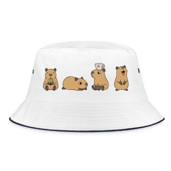 Capybara Tea Time Quartet - Bucket Hat - white/navy - Front