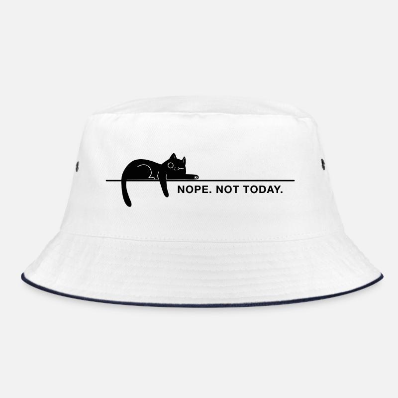 Nope. Not today. – Minimal Katze Statement - Bucket Hat - Weiß/Navy