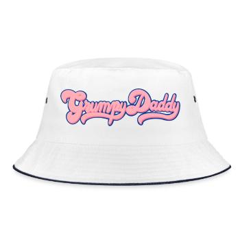 Grumpy Daddy Retro Script - Color "Bubble Gum" - Bucket Hat - white/navy - Front