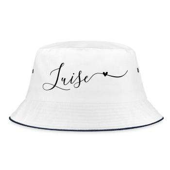 Luise Name Vorname Dekorativ - Bucket Hat - Weiß/Navy - Vorne