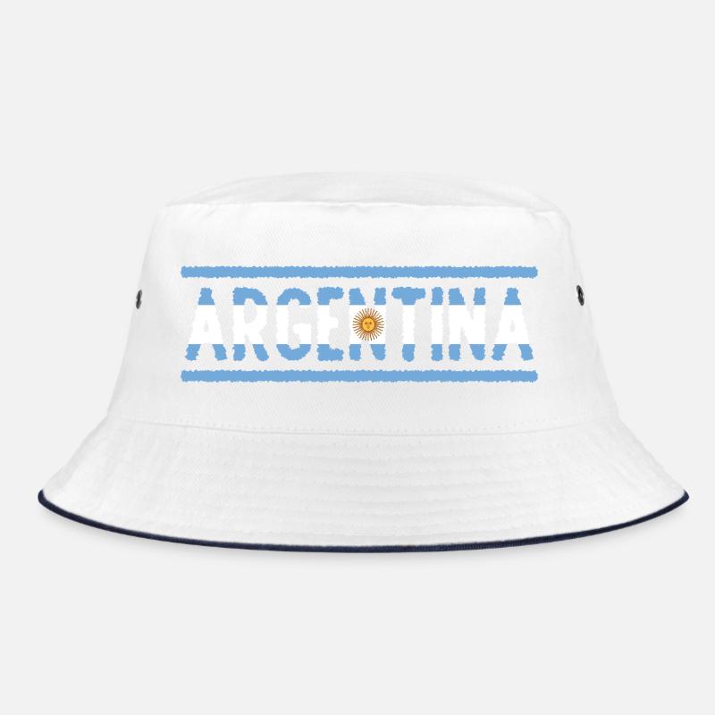 Argentina Flag Text Distressed Sun Pride Design Bucket Hat