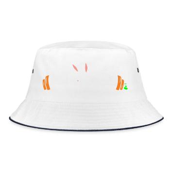 Hase Karotten Hantel Gewichte - Bucket Hat - Weiß/Navy - Vorne
