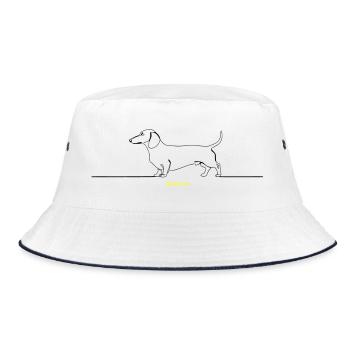 Dackel Stur Line Art Spruch - Bucket Hat - Weiß/Navy - Vorne