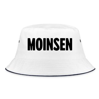Moinsen! – Das Original für echte Nordlichter - Bucket Hat - Weiß/Navy - Vorne