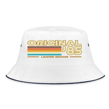 Original85 Retro-Streifen - Bucket Hat - Weiß/Navy - Vorne
