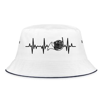 French horn ECG heartline - Bucket Hat - white/navy - Front