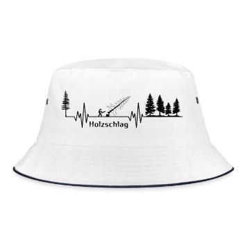 Herzschlag Holzfäller Motorsäge Puls BLACK  v1 - Bucket Hat - Weiß/Navy - Vorne