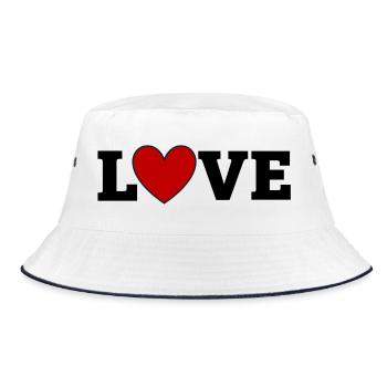 Crimson Heart with Navy Outline - Bucket Hat - white/navy - Front