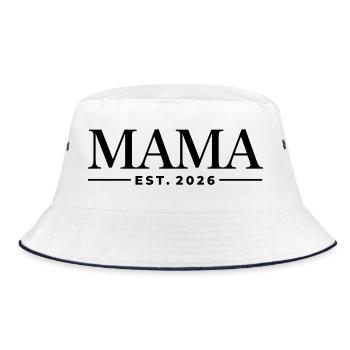 Mama Est. 2026 | Mutter | Muttertag Geschenk - Bucket Hat - Weiß/Navy - Vorne