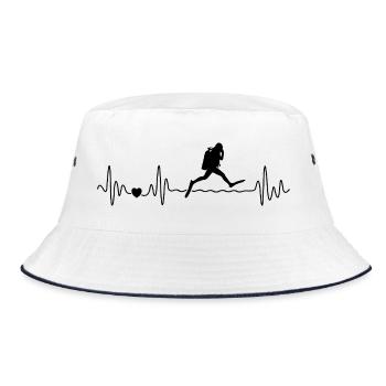 Taucher im Meer Herzschlag Für Das Tauchen - Bucket Hat - Weiß/Navy - Vorne