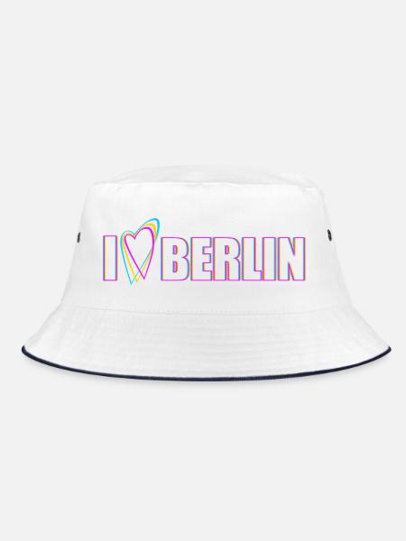 I Love Berlin Statement - Bucket Hat - Weiß/Navy