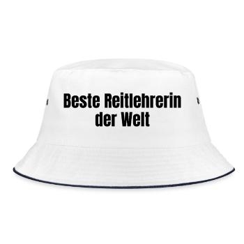 Beste Reitlehrerin der Welt Reiten Geschenk - Bucket Hat - Weiß/Navy - Vorne