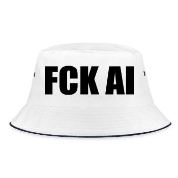 Fck ai - Bucket Hat - Weiß/Navy - Vorne