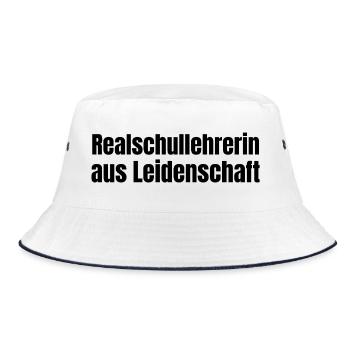 Realschullehrerin aus Leidenschaft Schule Geschenk - Bucket Hat - Weiß/Navy - Vorne