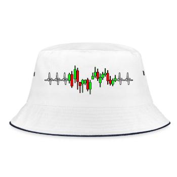 Trader Herzschlag Aktien Krypto Diagramm - Bucket Hat - Weiß/Navy - Vorne