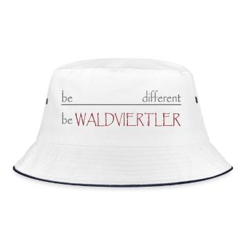 Be different - be WALDVIERTLER - Bucket Hat - Weiß/Navy - Vorne