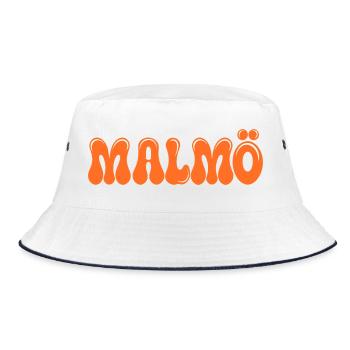Malmö Neon Orange Retro - Bucket Hat - Weiß/Navy - Vorne