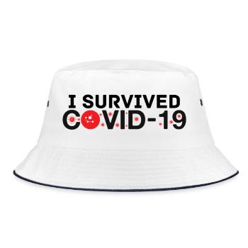 Ich habe Covid-19 überlebt - Bucket Hat - Weiß/Navy - Vorne