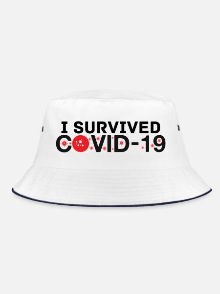 Ich habe Covid-19 überlebt - Bucket Hat - Weiß/Navy