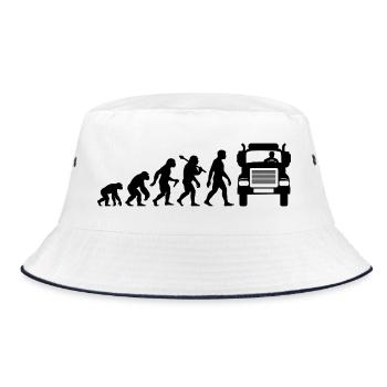 Retro LKW Fahrer Evolution Für Fernfahrer - Bucket Hat - Weiß/Navy - Vorne
