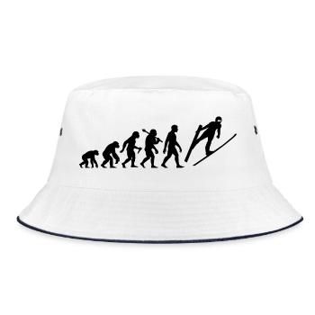 Skispringen Evolution Skispringer Im Flug - Bucket Hat - Weiß/Navy - Vorne