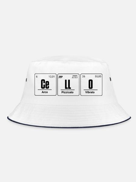 Cello als chemisches Element für Cellisten - Bucket Hat - Weiß/Navy