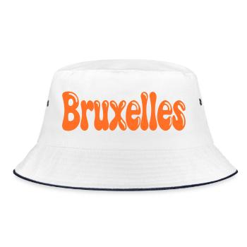 Brüsseler Orange Tippfehlerblasen - Bucket Hat - Weiß/Navy - Vorne