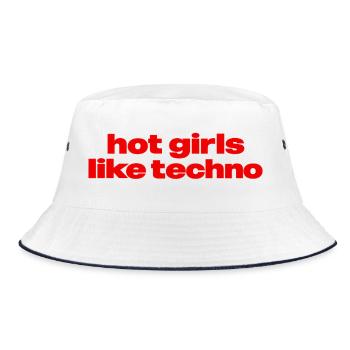 Hot Girls Like Techno – Rave & Festival Design für - Bucket Hat - Weiß/Navy - Vorne